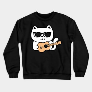 Cool Cat Playing Ukulele Crewneck Sweatshirt